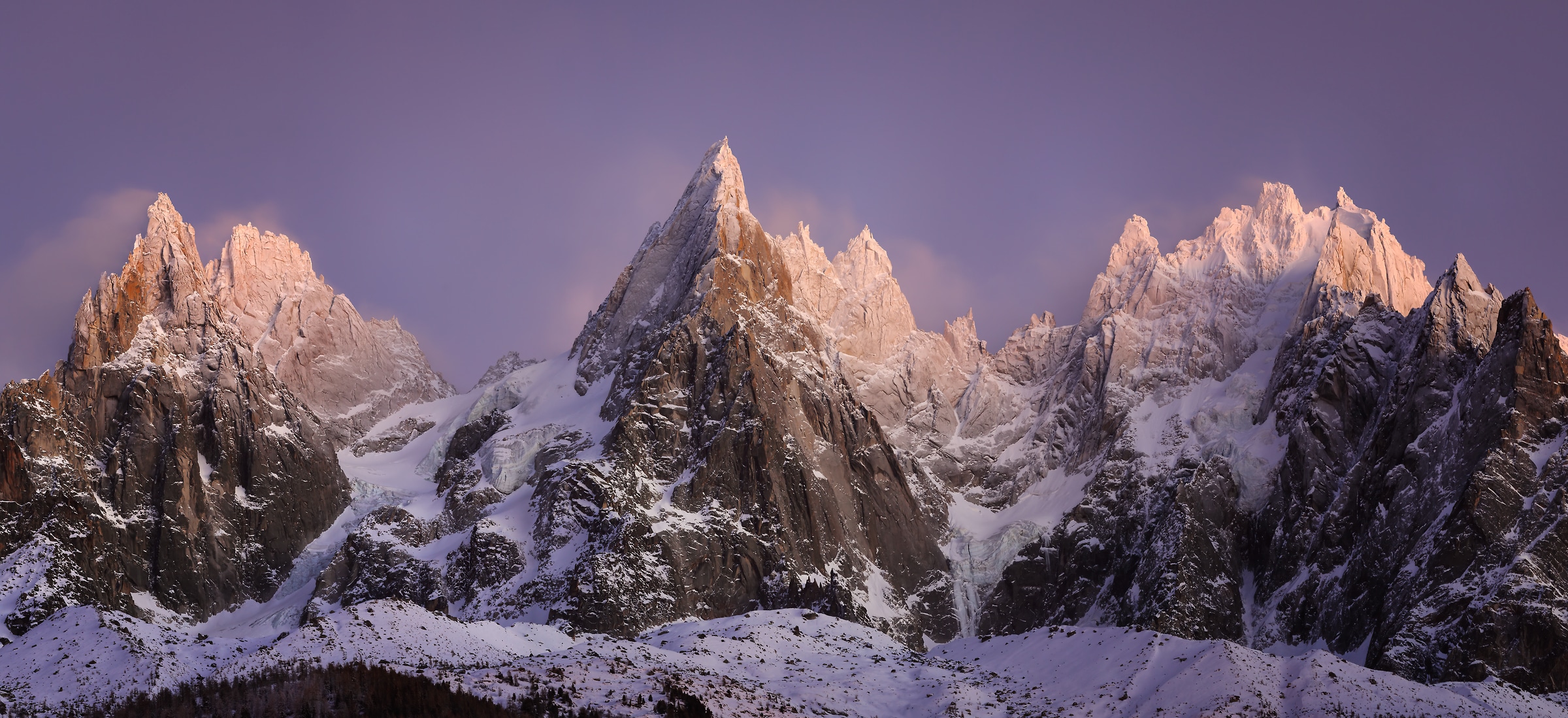 205 megapixels! A very high resolution, large-format VAST photo print of a mountain range at sunset in the purple twilight; landscape photograph created by Alexandre Deschaumes.