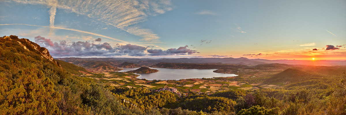 339 megapixels! A very high resolution, large-format VAST photo print of a landscape in France at sunset; photograph created by David Meaux in Lac du Salagou, Liausson, l'Hérault, France.