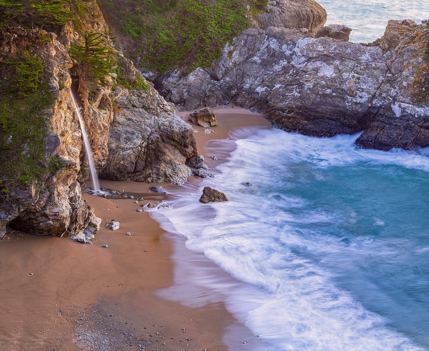 201 megapixels! A very high resolution, large-format VAST artwork of McWay Falls; artwork created by Chris Blake in McWay Falls, Big Sur California.
