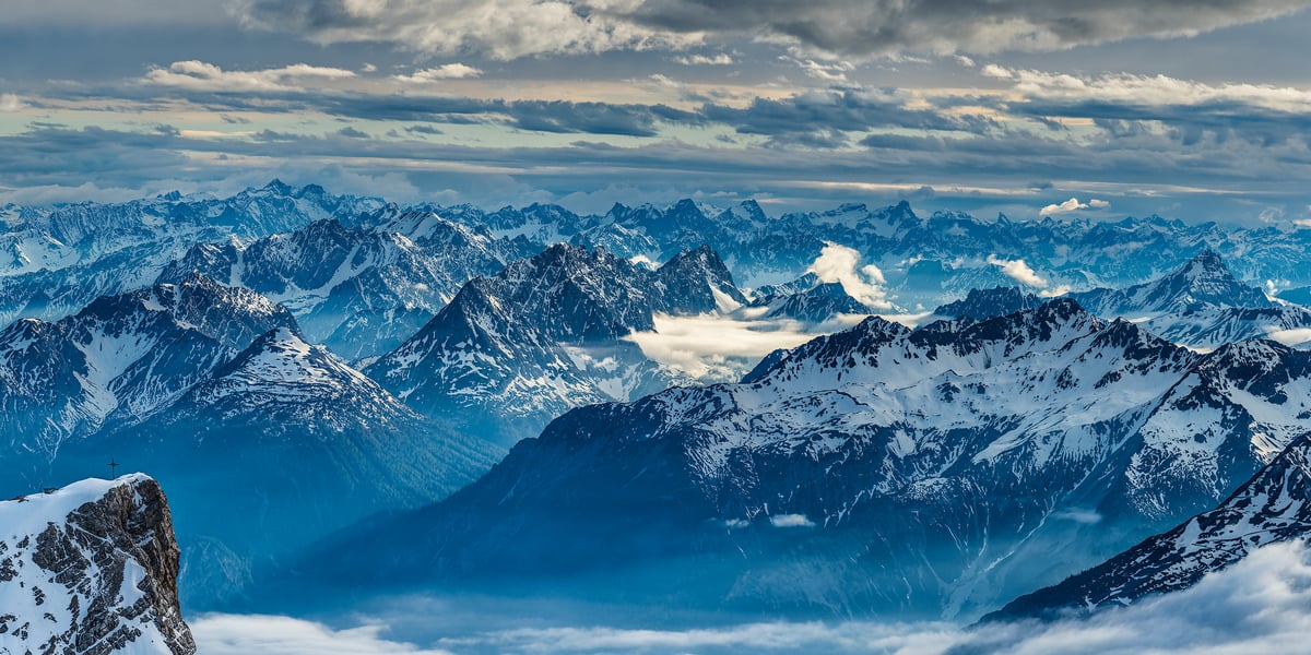 306 megapixels! A very high resolution, large-format VAST photo print of an impressive mountain landscape; photograph created by Alfred Feil in the summit of Austrian and German Alps.