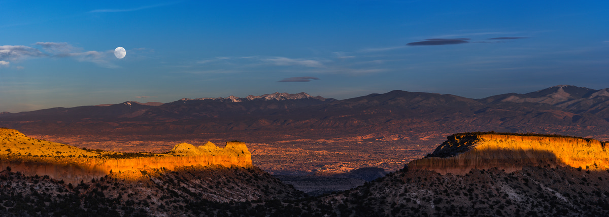 175 megapixels! A very high resolution, large-format VAST photo print of a landscape with the moon; photograph created by Phillip Noll in Los Alamos, New Mexico.