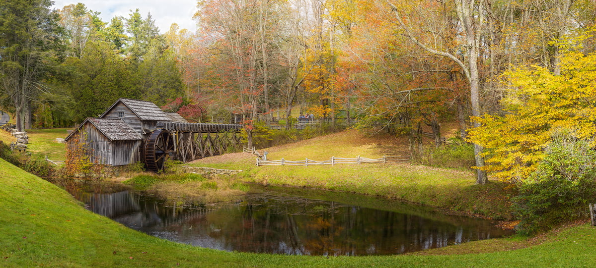 2,593 megapixels! A very high resolution, large-format VAST photo print of Mabry Mill; photograph created by John Freeman at Mabry Mill, Blue Ridge Parkway, Virginia.