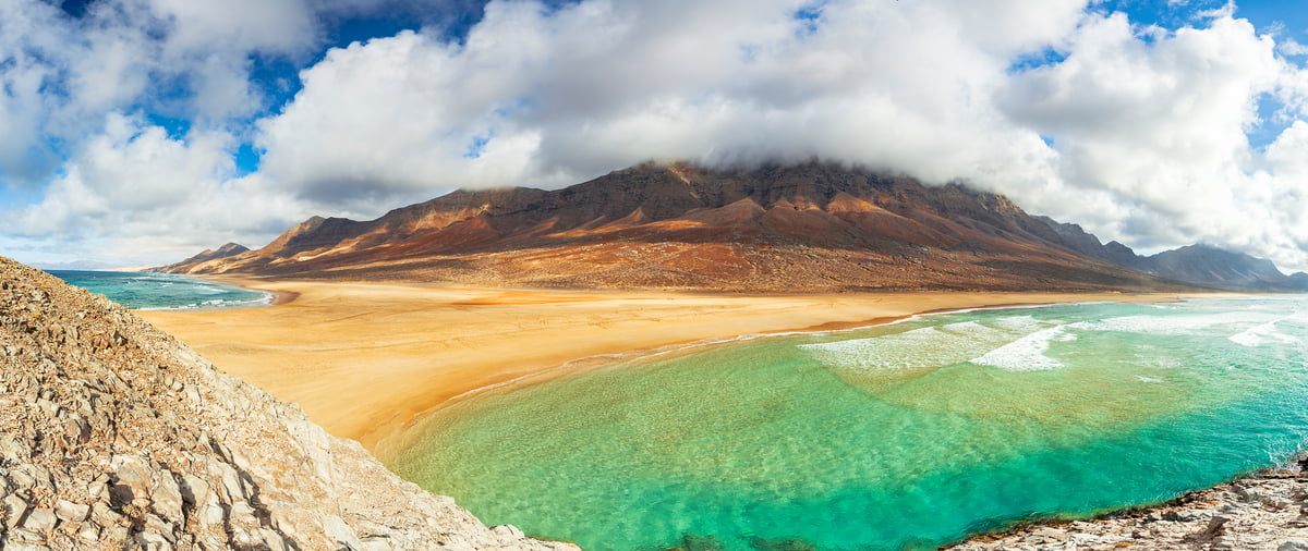 165 megapixels! A very high resolution, large-format VAST photo print of a beach with green water on the Canary Islands; landscape photograph created by Roberto Moiola in Cofete Beach, Fuerteventura, Canary Islands.