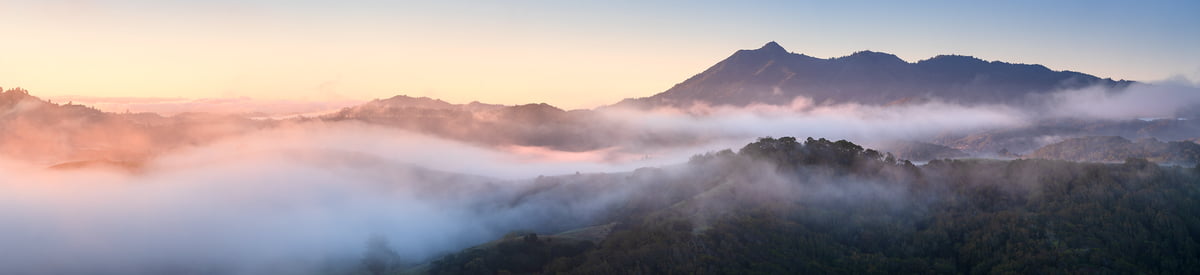 158 megapixels! A very high resolution, landscape photo print of Marin County, California with fog; photograph created by Jeff Lewis.