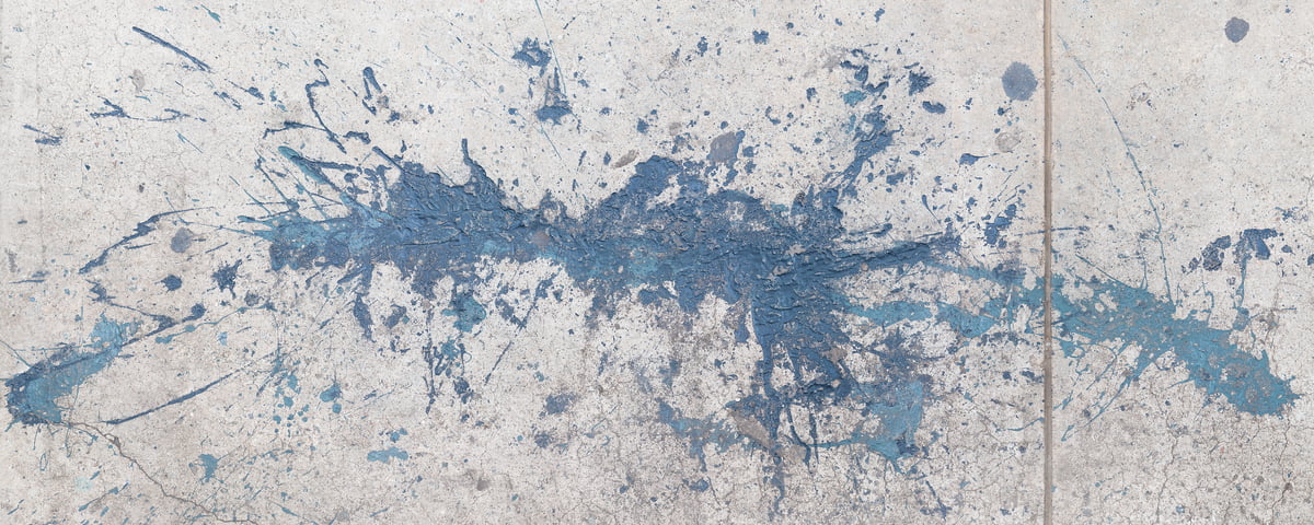 301 megapixels! A very high resolution, large-format VAST photo print of paint splattered on the New York City sidewalk that looks like a Jackson Pollock painting; fine art photograph created by Dan Piech in Manhattan, New York City.