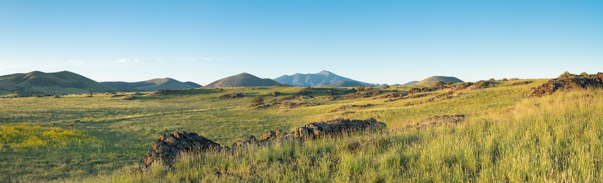 266 megapixels! A very high resolution, large-format VAST photo print of a grassland landscape with a blue sky; panorama photograph created by Greg Probst in Coconino National Forest, Arizona.