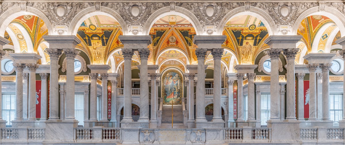 276 megapixels! A very high resolution, large-format VAST photo print of an ornate interior; architecture photograph created by Tim Lo Monaco in the Thomas Jefferson Building of the Library of Congress on Capitol Hill in Washington, D.C.