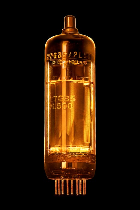 101 megapixels! A very high resolution, large-format VAST photo print of an invention. Photograph of a vacuum tube created by Scott Dimond.