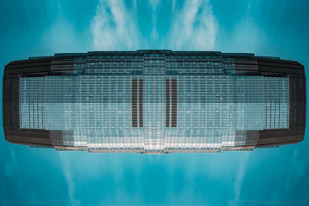 150 megapixels! A very high resolution, large-format VAST print of a blue abstract architecture photo; fine art photograph created by Beyti Barbaros.