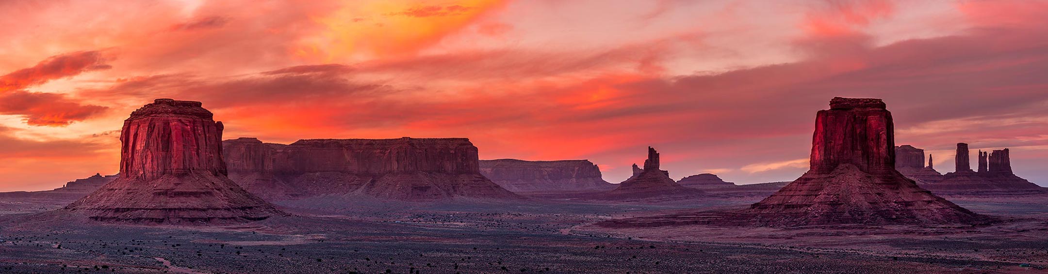 Photo of an American mesa landscape scene at sunset.